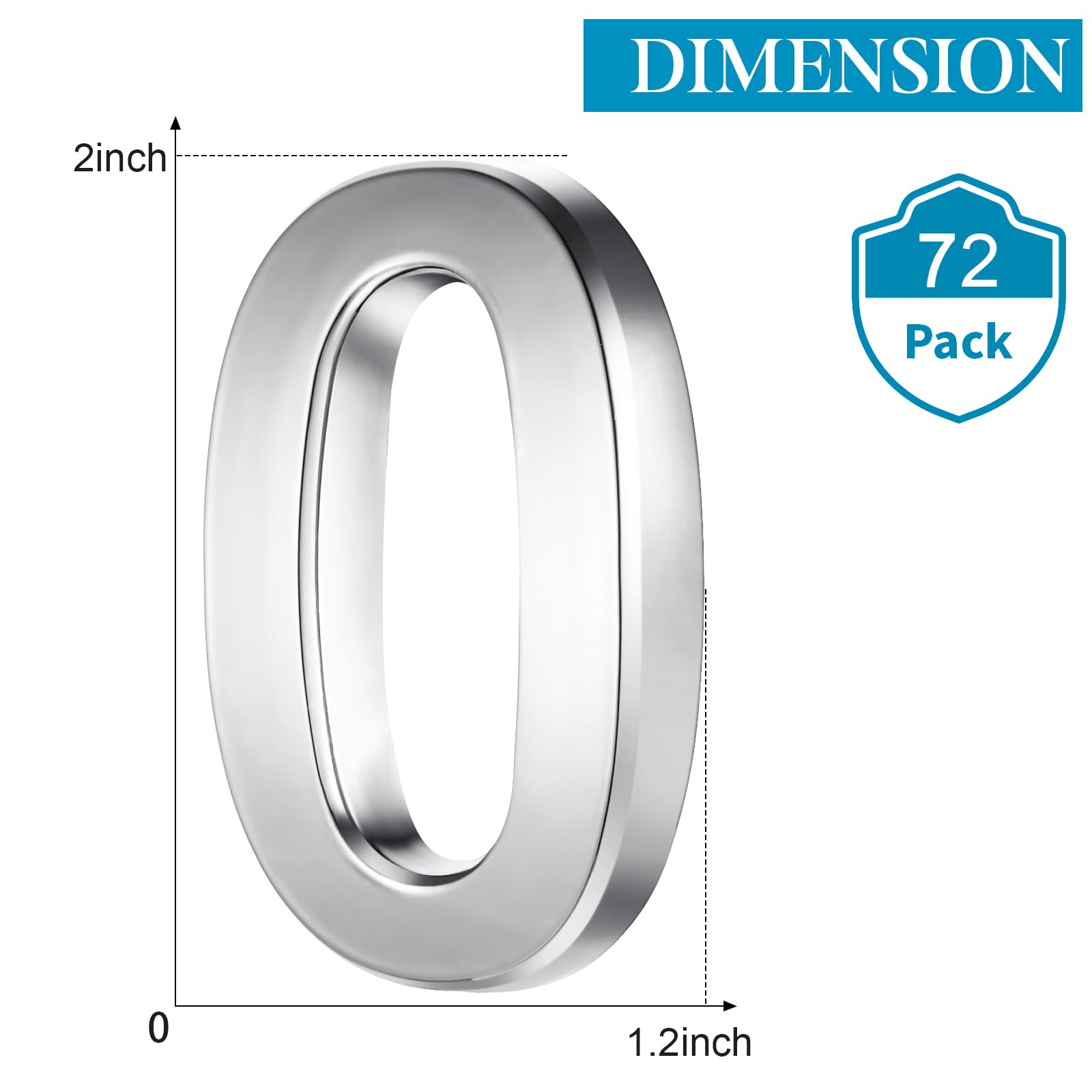 72 Pcs 3D Mailbox Numbers & Letters - Silver Metal Plating Address Stickers