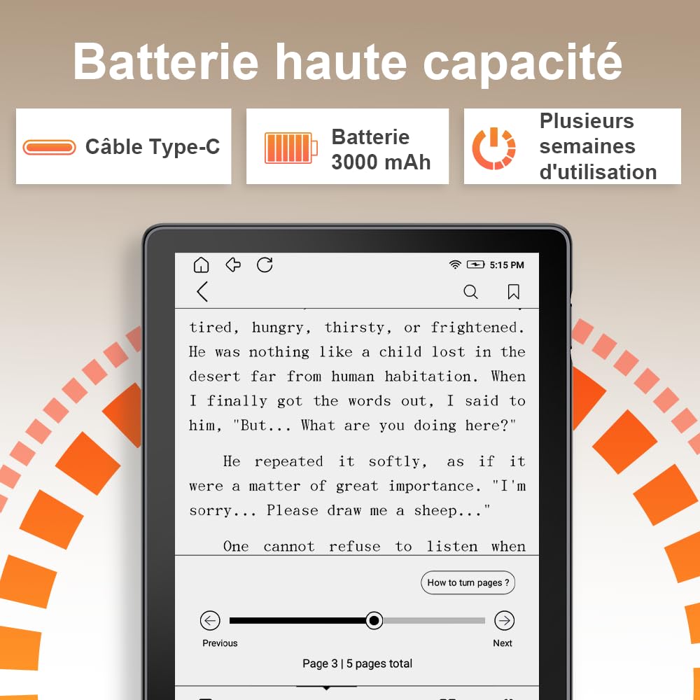 Veidoo Liseuse e-book 6 pouces avec grand écran E-Ink, 32 Go de ROM, 758 x 1024, 212 DPI, SMARTlight réglable, E-reader Android, Haut-parleur intégré, Tablette E-Ink avec WiFi et couvercle (Noir)