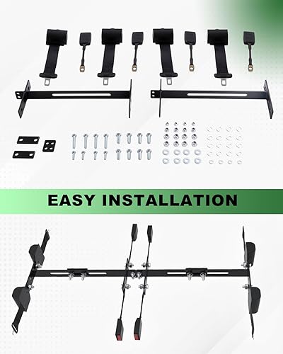 Miniatura 7 de 4 cinturones de seguridad retráctiles para carrito de golf para Club Car DS EZGO TXT Yamaha Max Longitud 50" y 35" x 6.6" Kit de soporte de