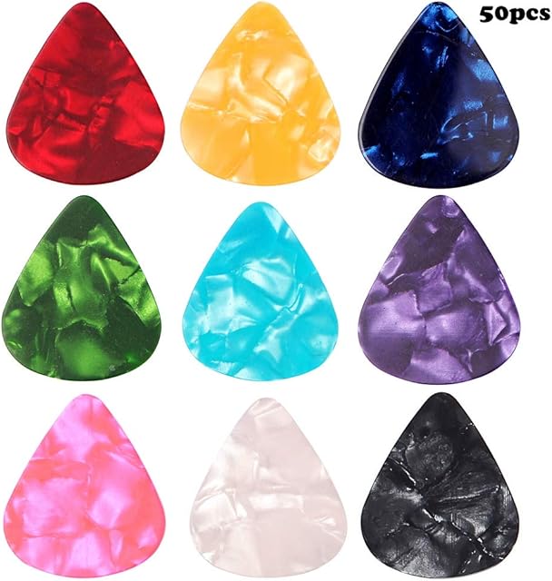 50pcs Guitar Picks,Ukulele Guitar Plectrums 0.46mm Mixed Colorful Picks for Musical Instrument Accessories