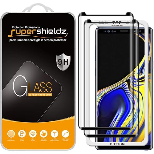 Supershieldz (2 Pack) Designed for Samsung Galaxy Note 9 Tempered Glass Screen Protector with (Easy Installation Tray) Anti Scratch, Bubble Free (Black)