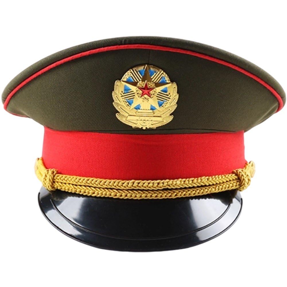 Ericetion Navy Officer Cap, Military Adjustable Army Cap Peaked Officer Hat Badge Military Cap Halloween Cosplay Costume Accessory