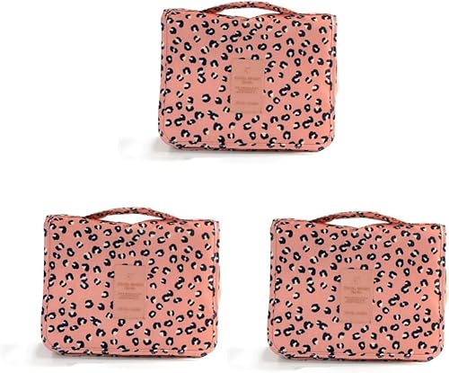 Housoutil Bolsa de lavado de 3 piezas Bolsa de cosméticos Miss Bolsa de viaje, Rosa x 3 piezas