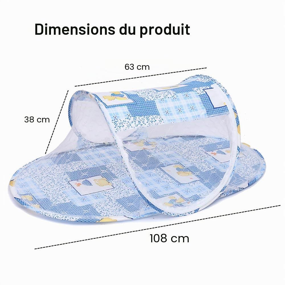 Moustiquaire Lit Bebe avec Fermeture Éclair Pliante pour Berceau/Berceaux/Lit de Voyage Pop Up avec Pare Soleil Anti-UV & Anti-Insectes pour Bébés