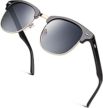 GQUEEN Classic Horn Rimmed Semi Rimless Polarized Sunglasses for Men Women GQO6