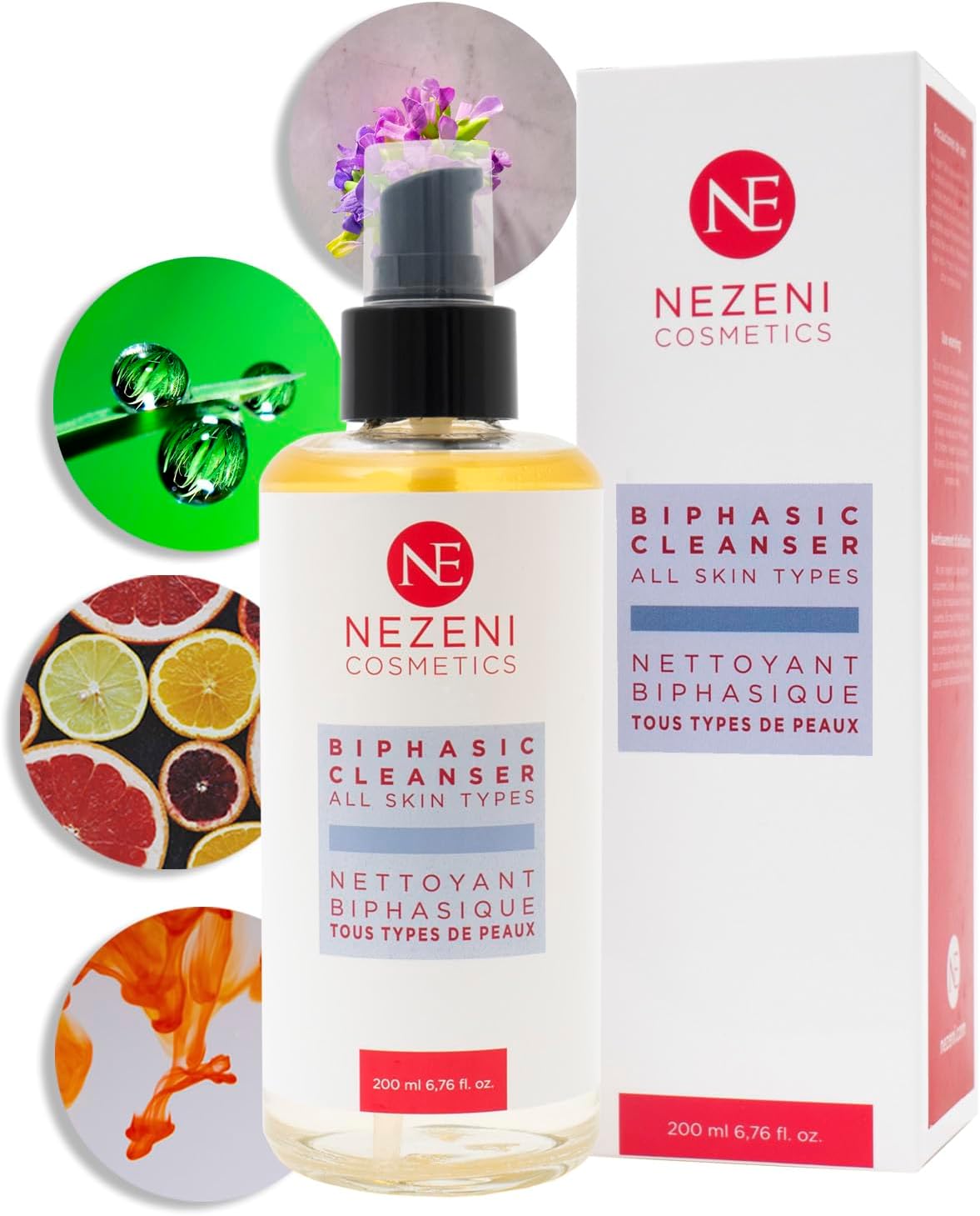 Nezeni make-up remover voor het gezicht, alle huidtypes, 200 ml, lage conserveringsmiddelen van 2 jaar in gesloten toestand