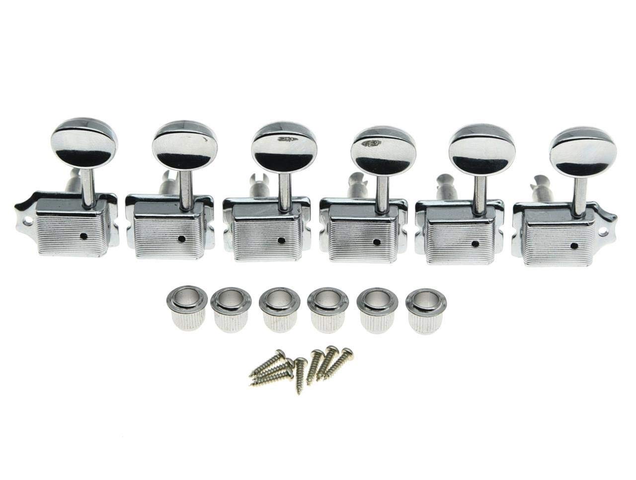 KAISH Chrome Lefty Vintage Guitar Tuning Keys Left Handed Tuners for Strat/Tele Korea Made