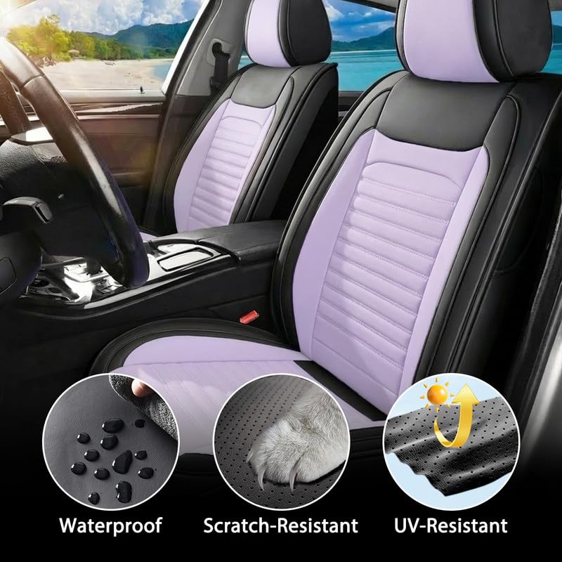 Image of Seat Covers Full Set Fit for Chevrolet Colorado 2015-2026, BlackPurple