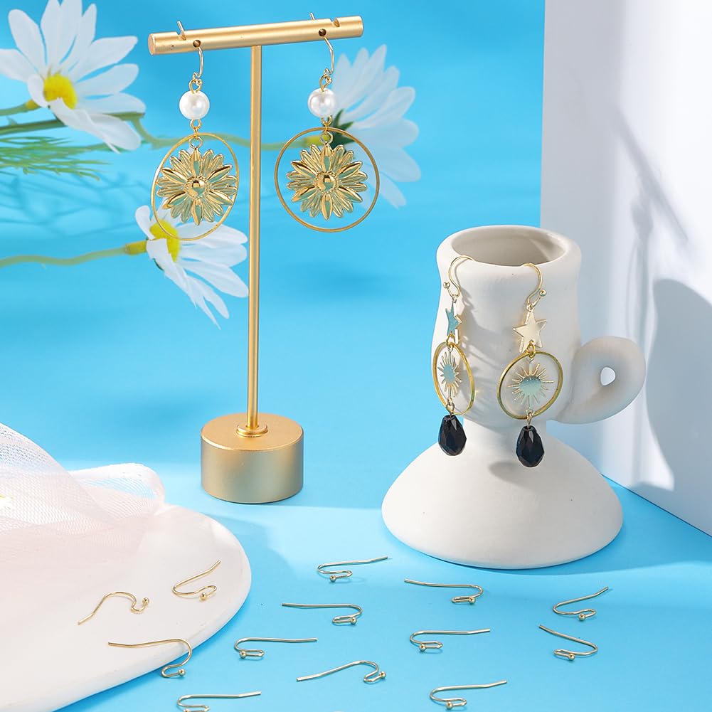SUNNYCLUE 1 Box 160Pcs 18K Gold Plated Earring Findings French Earring Hooks Fish Hook Earring Wires Ear Wires French Hook Earrings for Jewellery Making Accessories DIY Dangle Earrings Handmade Craft - Image 4