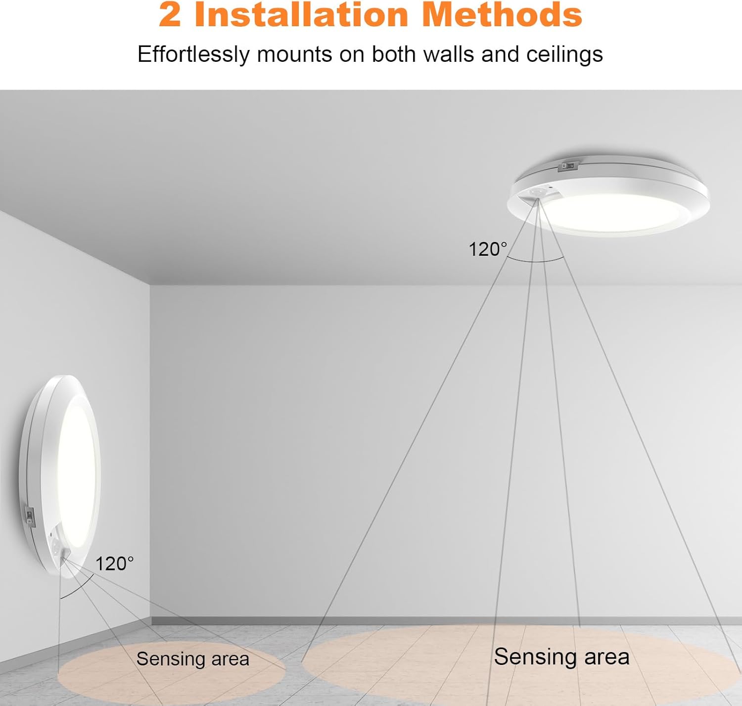 Battery Operated Motion Sensor Light Indoor, 6.3", 210LM, 6000K Cool White, Wireless Stick-on or Screw Mount for Ceiling/Wall, for Closet, Pantry, Shed and Cabinet, 2-Pack