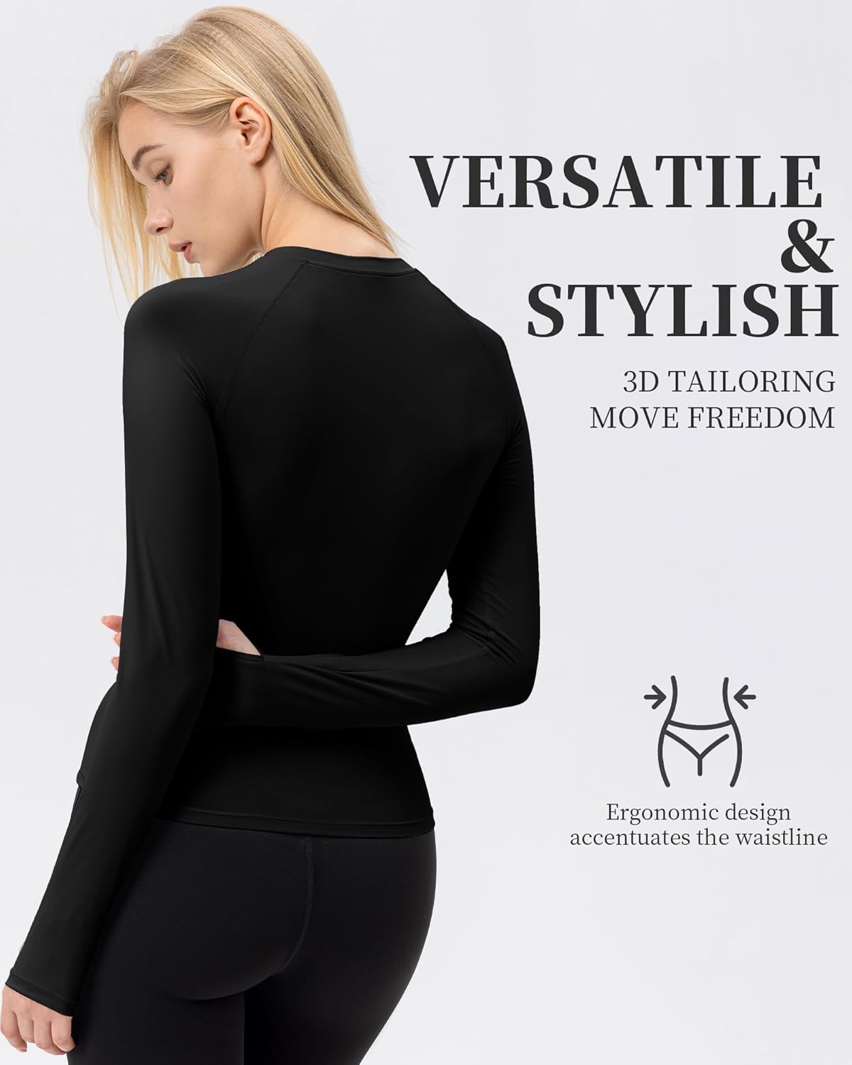 1/2 Pack Women's Compression Shirts Long Sleeve Seamless Workout Tops with Thumb Holes Dry Fit Athletic Gym Shirts - Image 4