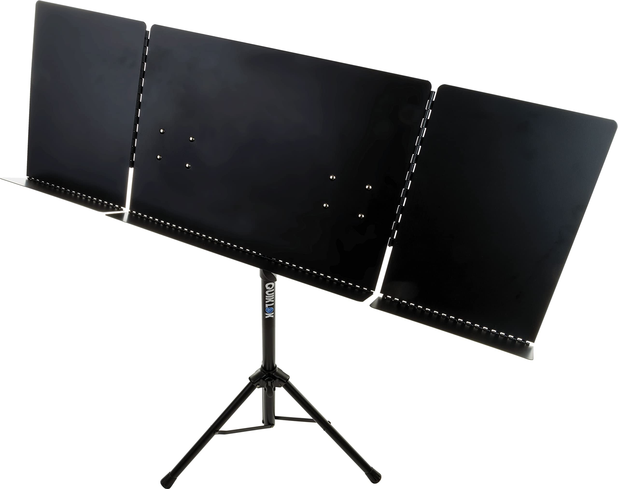 QUIK LOK - MS320 Atril Profesional de Orquesta Plegable de 3 Páginas, Soporte de Acero con Base de Trípode de Aleación de Zinc, Altura Ajustable de 75 a 129 cm