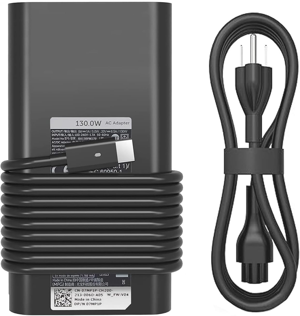 New 130W USB C Laptop Charger for Dell XPS 15 9500 9510 9575 17 9700 9710 9720 for Latitude 7410 7310 7210 9410 9510 5420 5520 5510 HA130PM170 DA130PM170 Fast Charging Power Suppl Cord