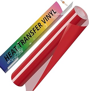 HTVRONT Red HTV Vinyl Roll - 12" x 10ft Red Iron on Vinyl for Cricut & Silhouette Cameo, Heat Transfer Vinyl Rolls for t s...