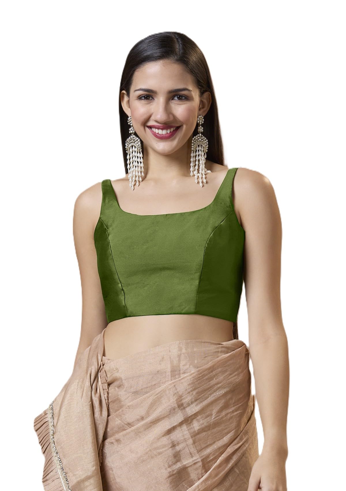 salwar studio Silk Round Neck Sleeveless Padded Blouse for Women-picture-37