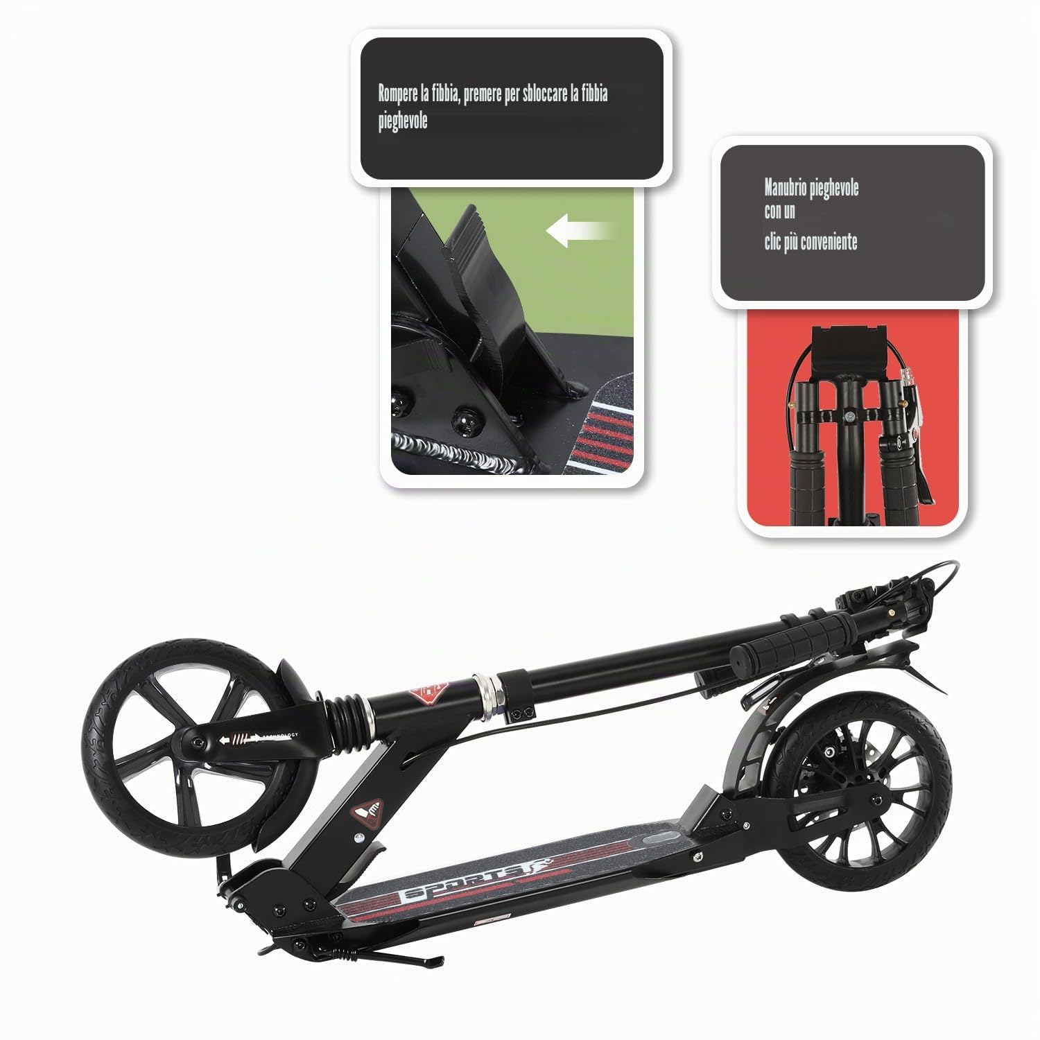 ISE Monopattino per Adulti e Bambini, Monopattino a Spinta Pieghevole Regolabile Scooter per Ragazzo Ragazza