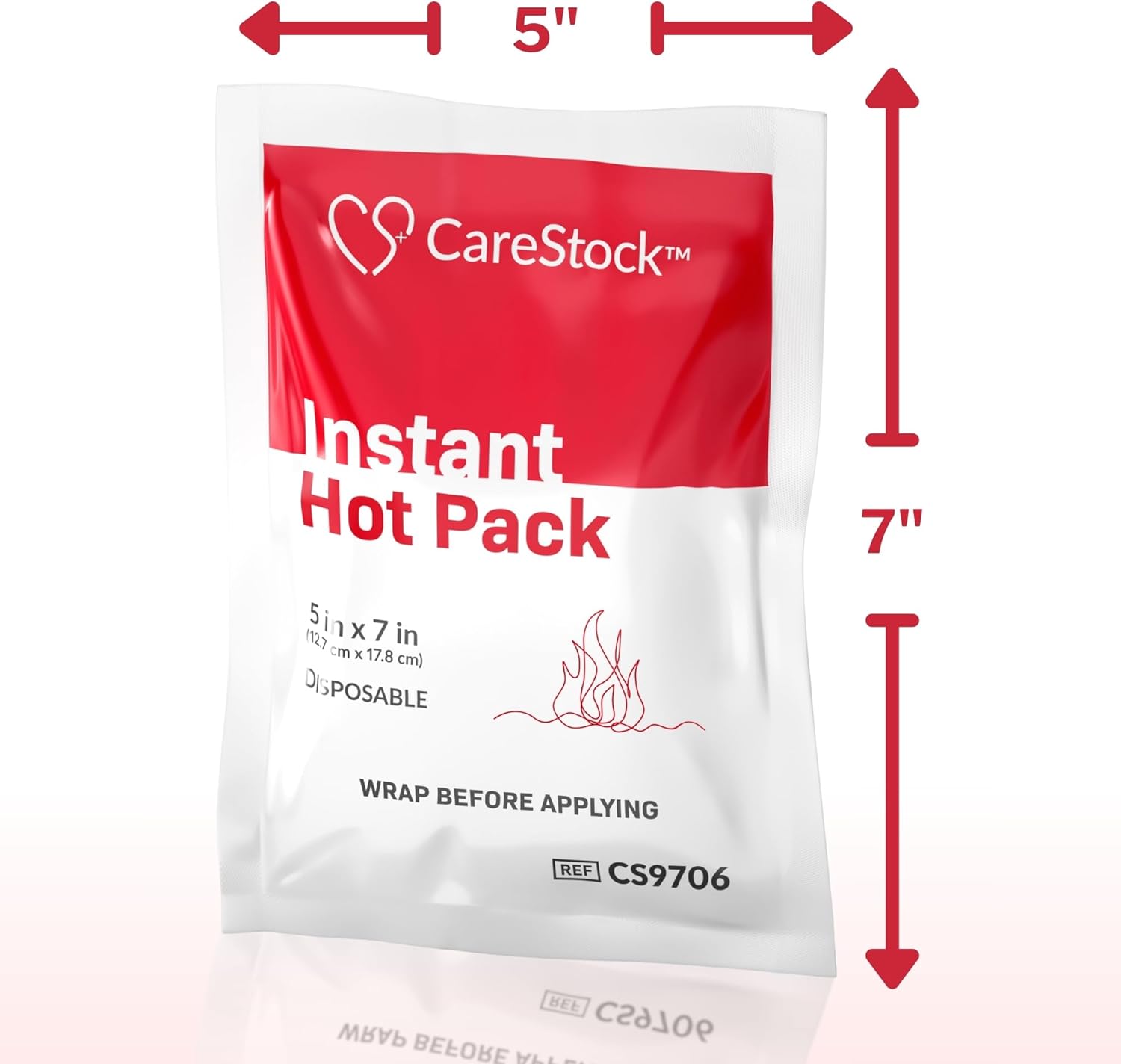 CareStock Hot Compress Instant Hot Pack [24 Pack] Disposable, Heat Packs for Pain Relief, Muscle Soreness, and Back Ache, Heating Pad for Cramps, 5 in x 7 in