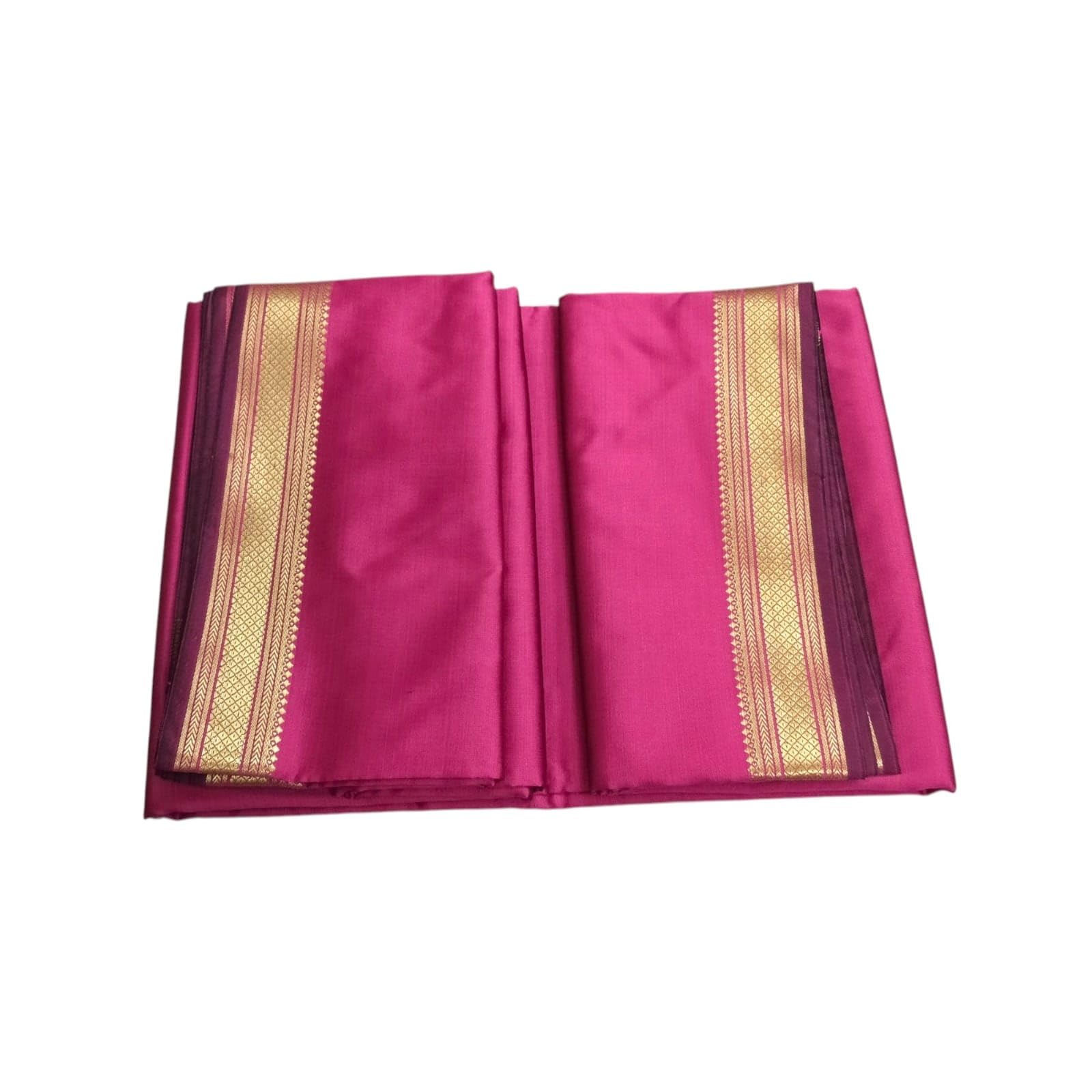 Traditional Men's Silk Dhoti and Dupatta Set, 4.25+2.25 Mtr with Gold Border (Rani)-picture-26