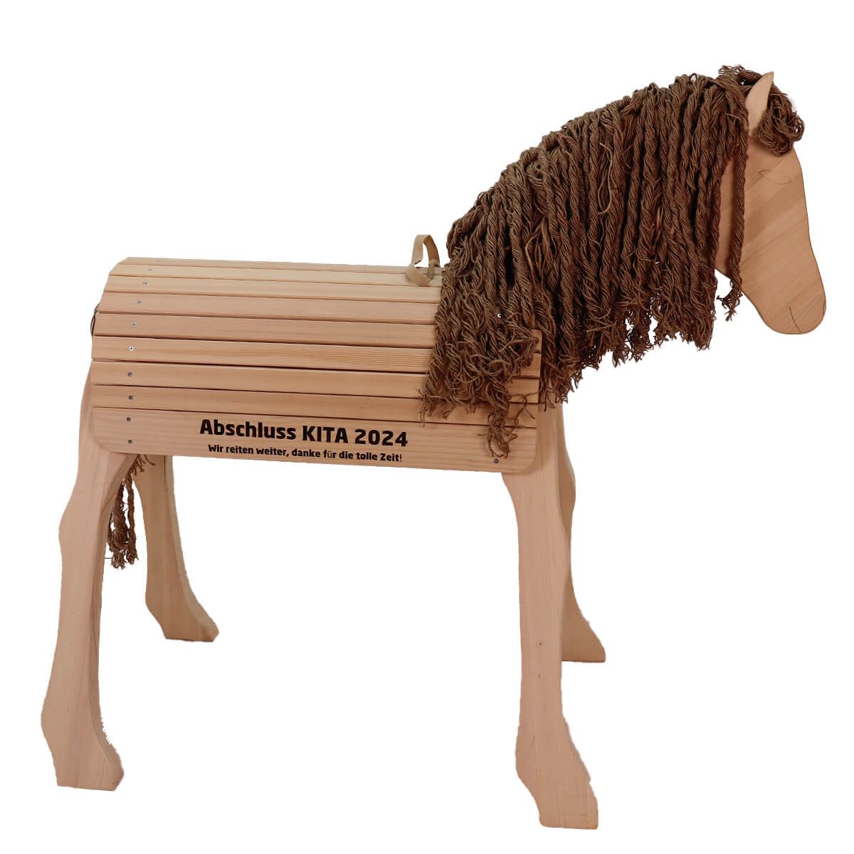 Holzspielzeug Peitz Mähne & Schweif für Voltigierpferd | Natürliches 3er-Set mit Haltegriff als Ersatzteil für Hobby Horsing