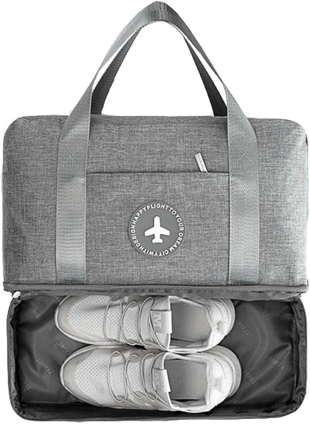 LOMAO Sports Bag Gym Bag with Shoes Compartment Hiking Travel Luggage Bag for Men and Women (Grey)