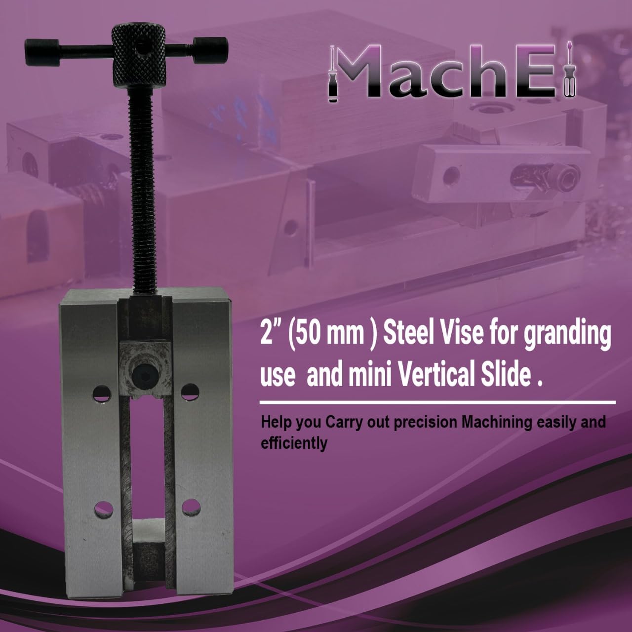 MachEl Mini 2"/50 mm Steel Vice Vise Precision Work Holding for Engineering Machine Tools