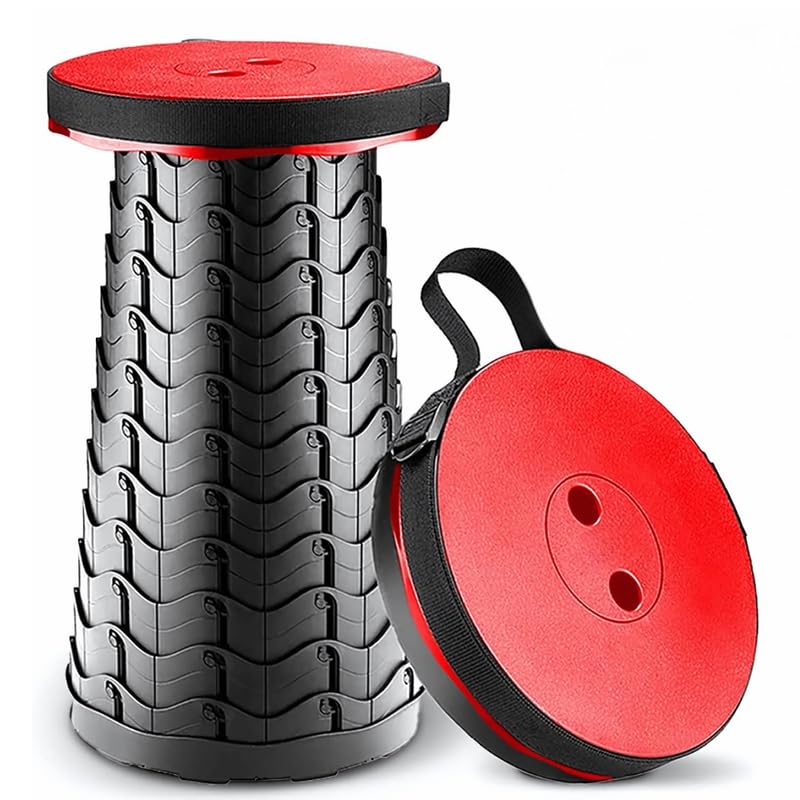 Elevea 𝟏𝟓 𝐘𝐄𝐀𝐑𝐒 𝐖𝐀𝐑𝐑𝐀𝐍𝐓𝐘 Upgraded Portable Folding Stool, Retractable Fish Scale Design, Adjustable Height 2.5–17.7 Inch, Lightweight Collapsible Seat with Strap, Supports 397 lbs-image-1