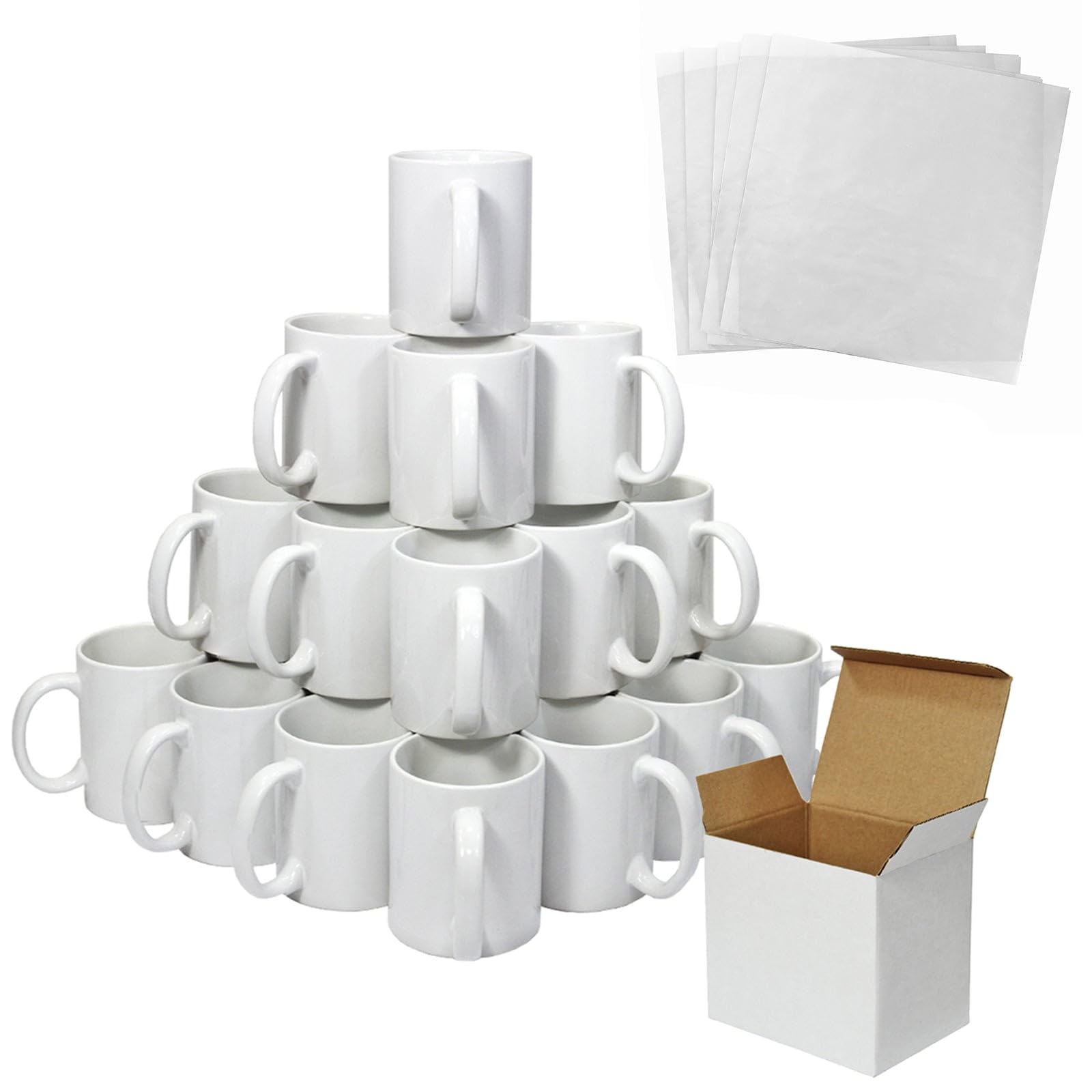 Pixmax White 36 Sublimation Mugs 11Oz 325Ml Polymer Coated Cup Blank Aaa Grade Ceramic Personalised Heat Press Printing Transfer Cardboard Presentation Box Dishwasher Microwave Safe Free Sublimation Sheets