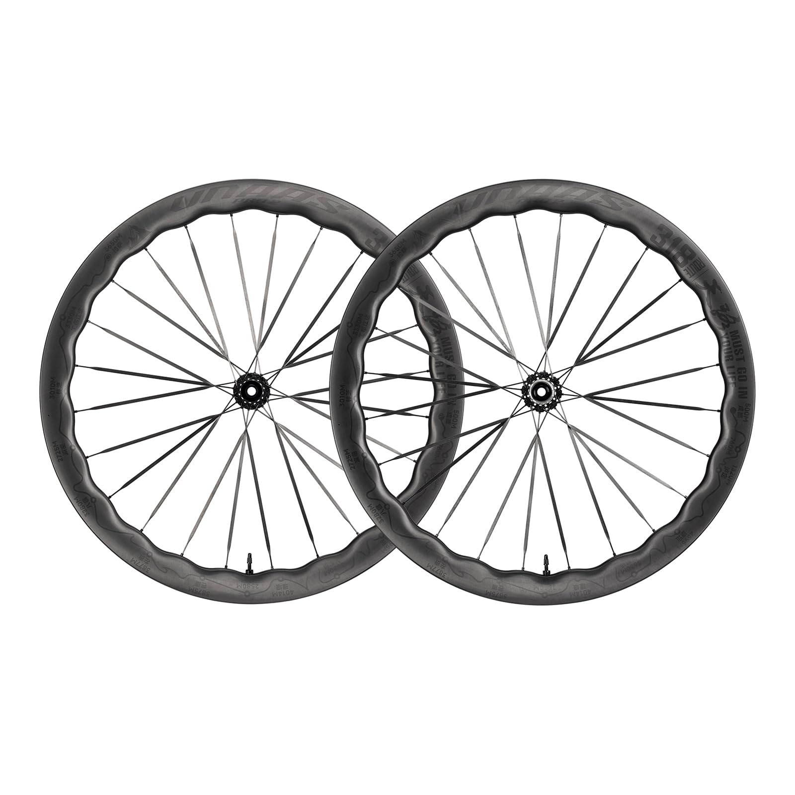 Photo 1 of ***DAMAGED*** WINSPACE UNAAS PRO2 Carbon Fiber Wheelset 700C Disc Brake Carbon Spokes Wave Rim Ultralight 1430g 45-50mm Depth Road Bike Wheels, Tubeless Ready. (UD Matte, Shiman0 11/12S)