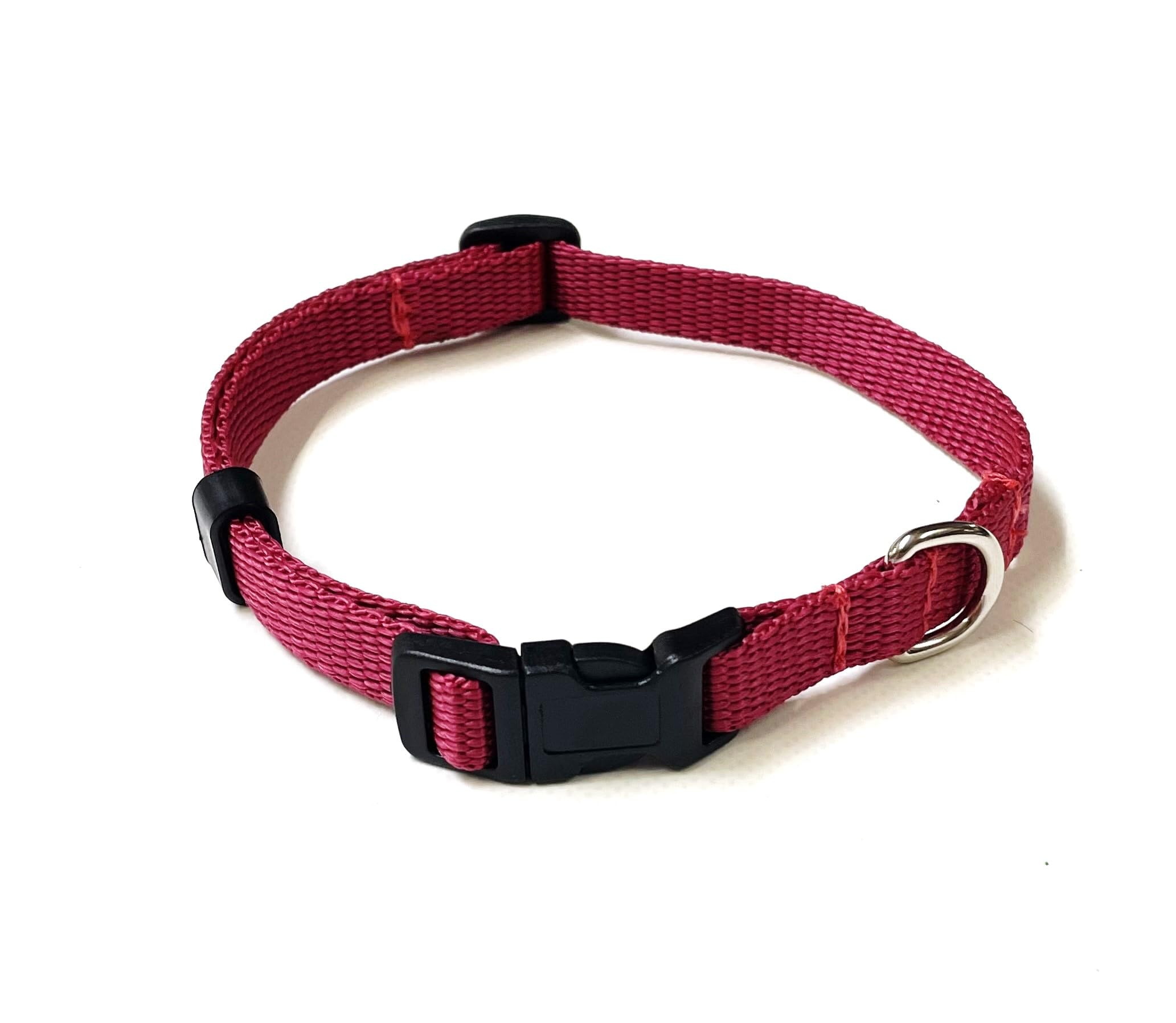 Puppy Collar Small Dog Collar Adjustable Strong Durable Training Walking 13mm Webbing (Small (10" - 15"), Burgundy) — image 1