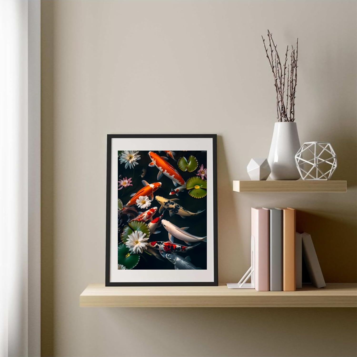 QAZWSX Koi Fish Diamond Painting Kit 5D Diamond Painting by Number, Full Round DIY Art Painting Kit for Adults, Warm Room Decor Wall Decor Gift 12x16 inch