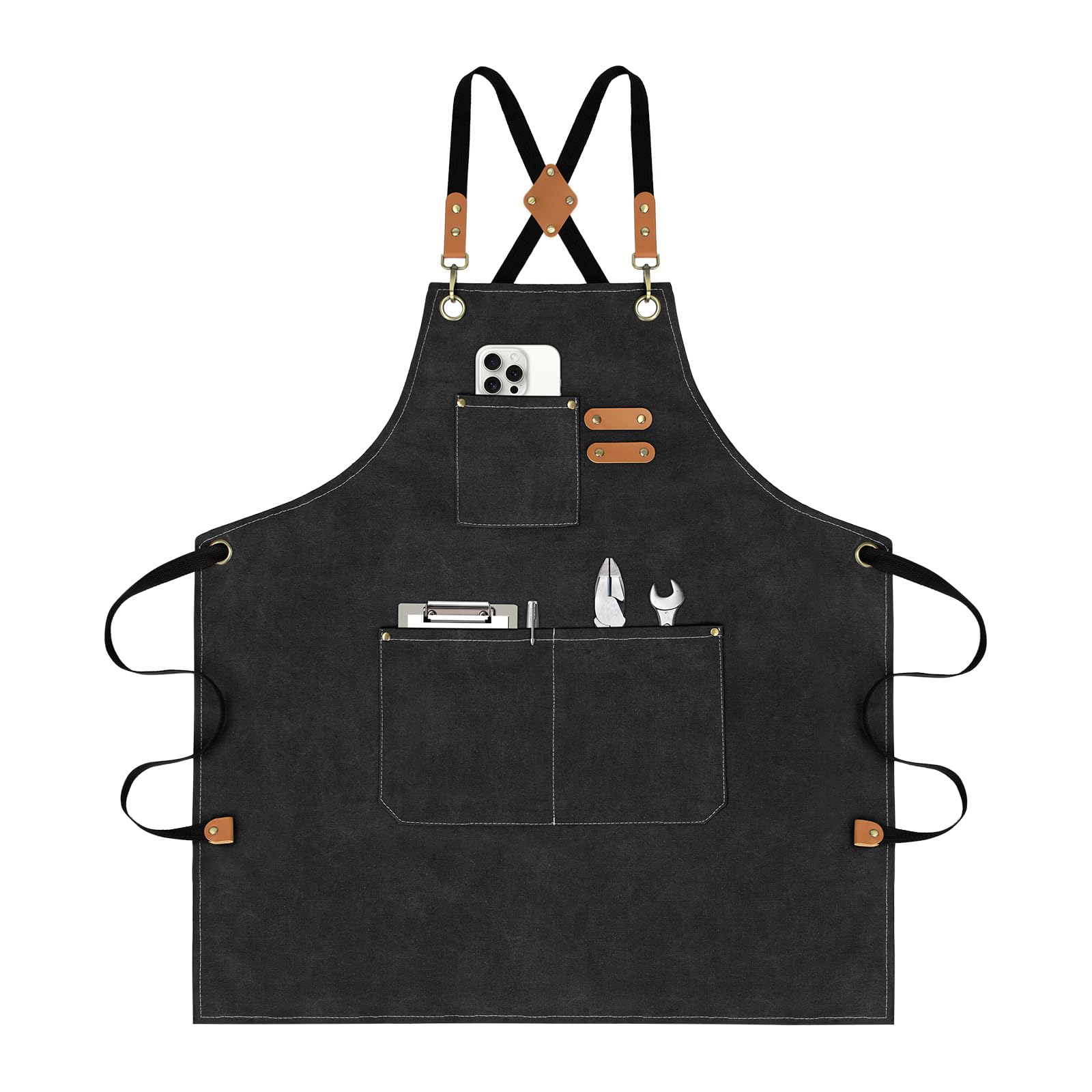 AOLEBA Aprons for Men & Women,Canvas Chef Apron with Cross ...