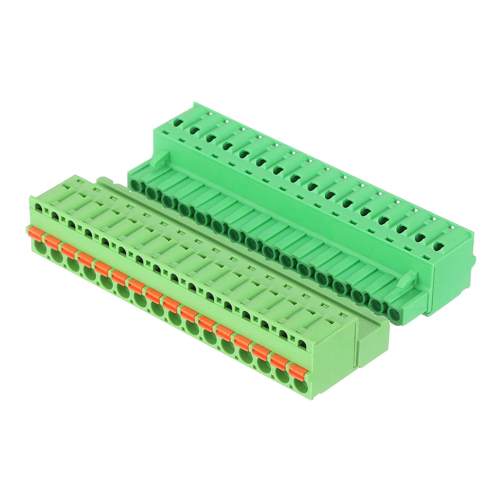 sourcing map 5.08 mm 0.2" Pitch Terminal Block, 16 Vertical Pin Spring PCB Mount Terminal Block Pluggable Male & Female Circuit Board Connector 300V 10A for 24-14AWG Cable
