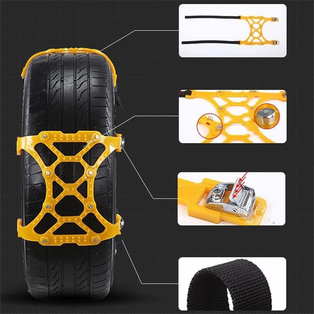 6pcs Car Snow Chain Off Road Snow Car Chains Tyre Winter Roadway Safety ATV Anti-Skid Car Snow Chains Tire Chain for Wheels