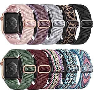 Maledan 10 Pack Stretchy Braided Solo Loop Compatible with Apple Watch Band 38mm 40mm 41mm 42mm 44mm 45mm 49mm Women Men,Soft Nylon Elastic Strap Wristband for iWatch Series Ultra 9 8 7 6 5 4 3 2 1 SE