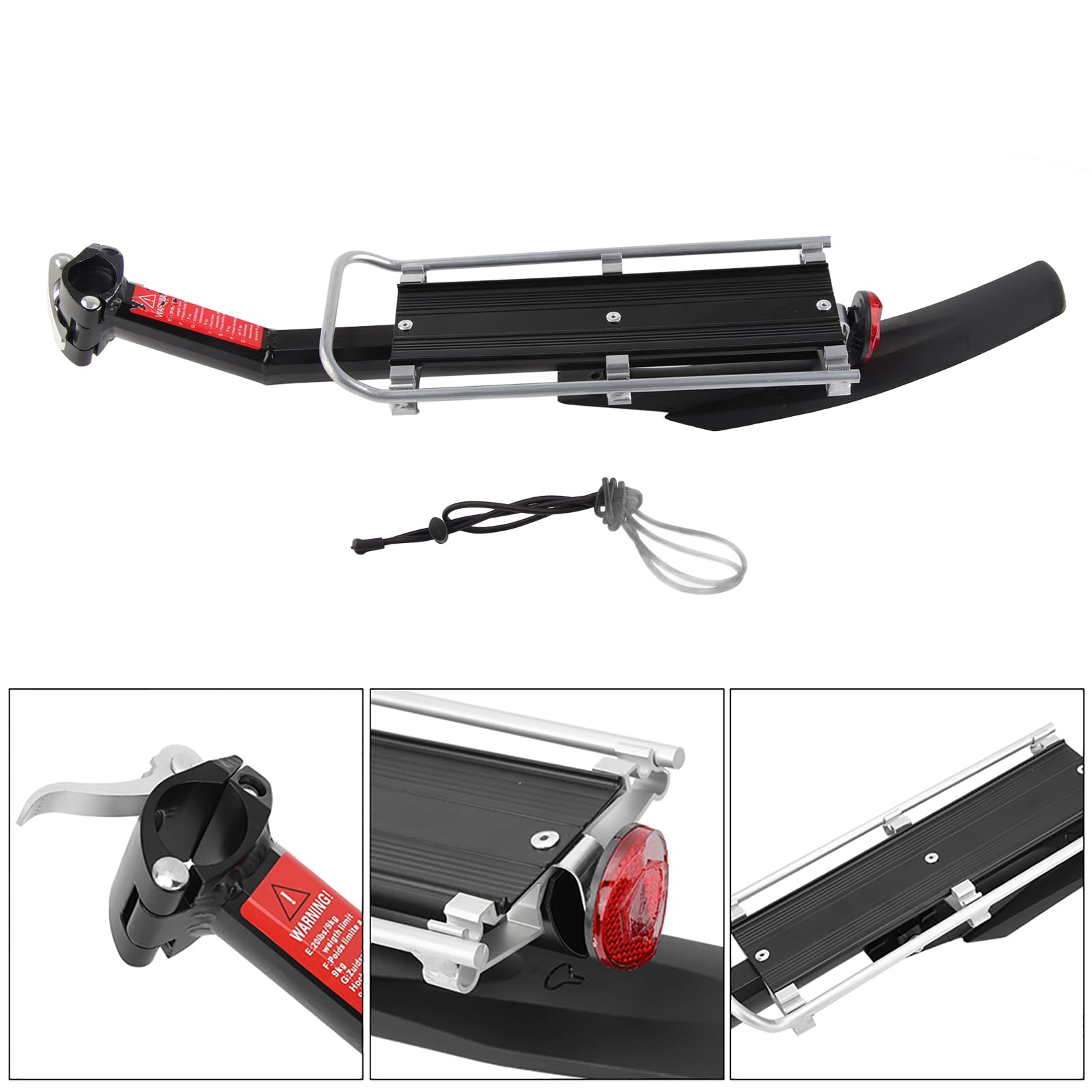 Porte-Bagages Arrière de Vélo - cargorack Aluminium Noir
