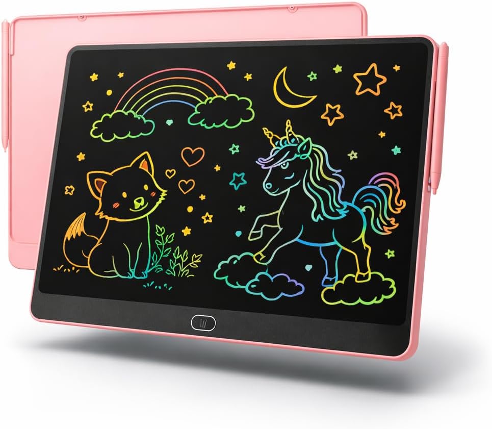 LCD Writing Tablet for Kids – 16 inch Colorful Doodle Board Drawing Pad Christmas Gifts Educational Learning Toys Valentines Day Birthday Gift for Boys Girls Age 3-8 (Pink)