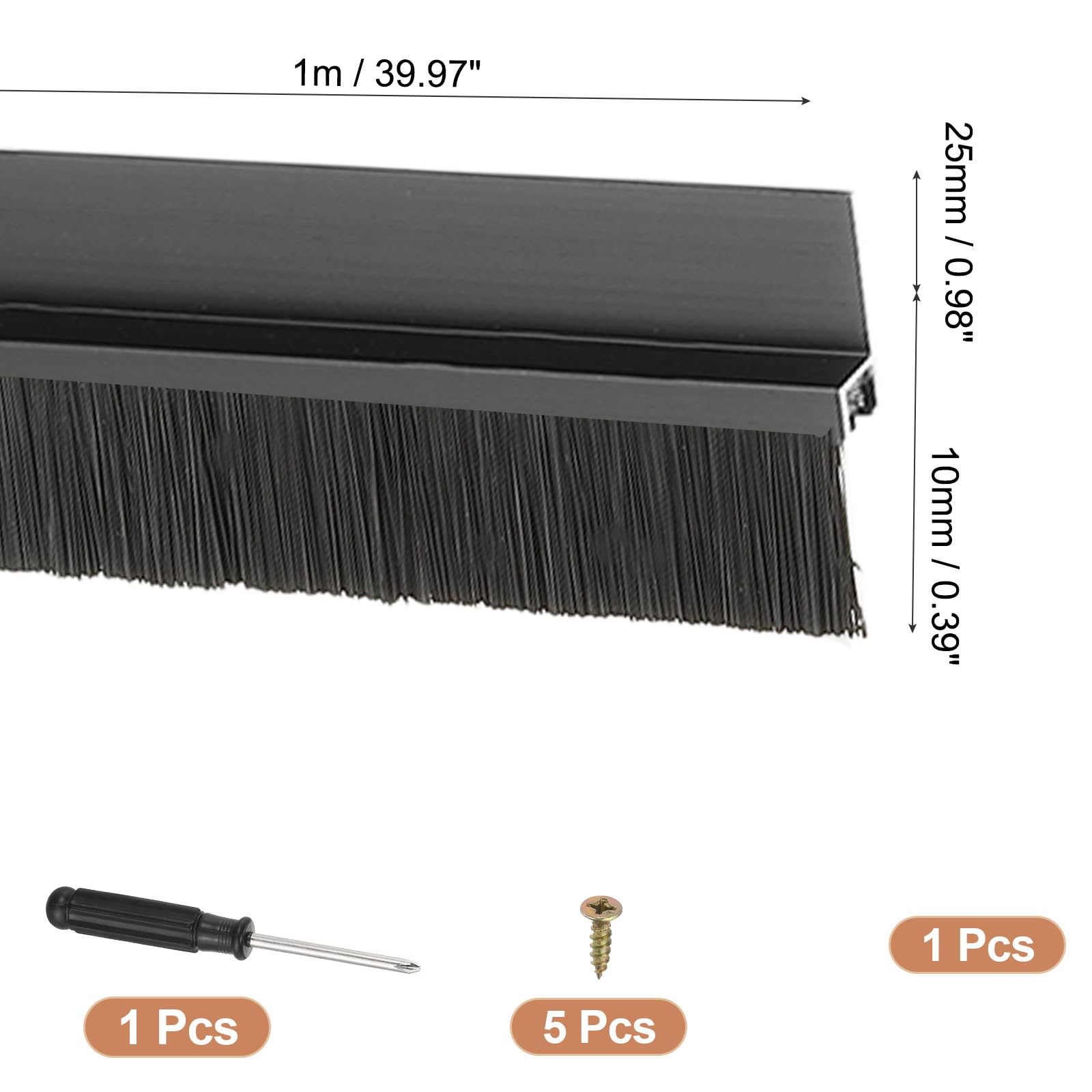 PATIKIL Door Brush Sweeps 0.39" Bristles x 47.24" Long - Image 2