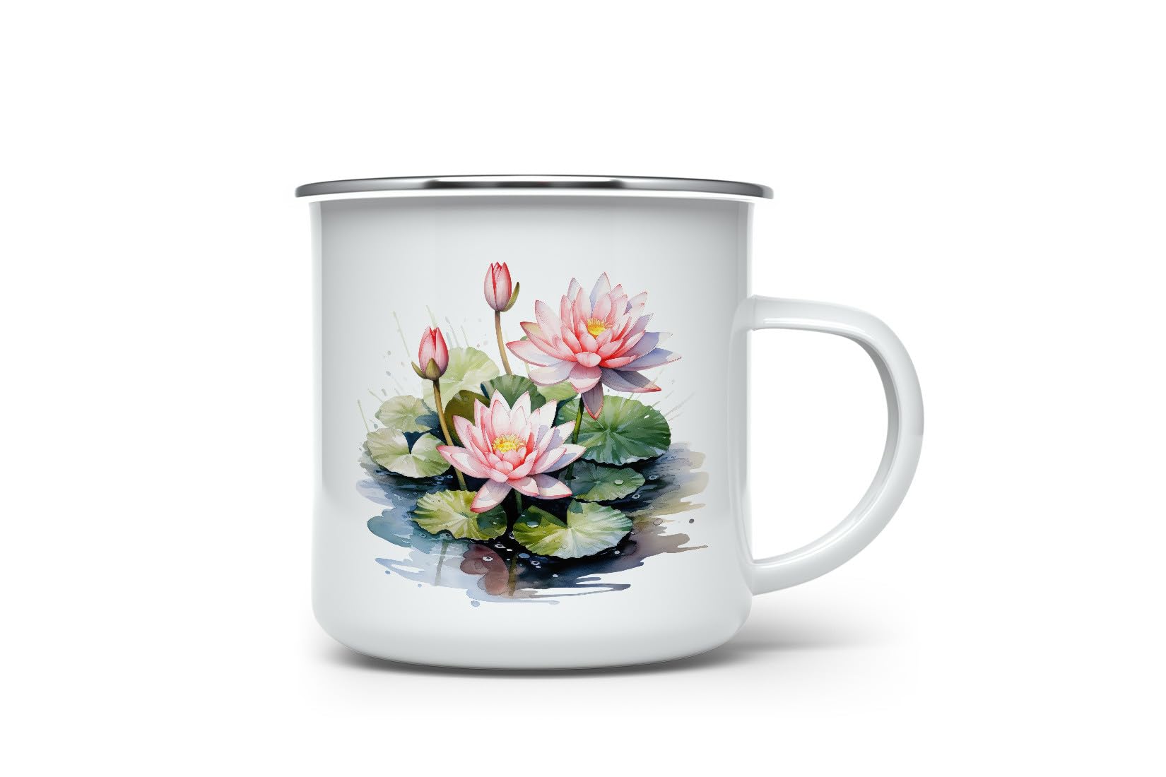 MAXIKIWI - Durable Enamel Coffee or Tea Camping Mug for Indoor Outdoor Use - Watercolor Frog - 350ml