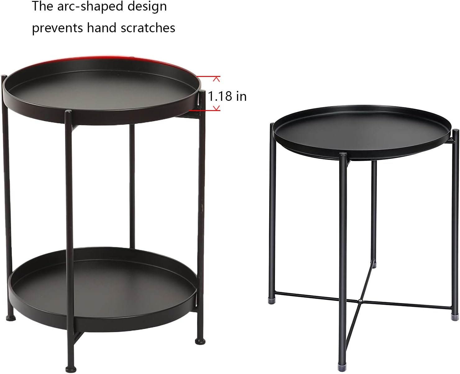 Suреr Brаndѕ BeGrit Small Side Table End Table Coffee Round Table Foldable with Detachable Tray for Living Room