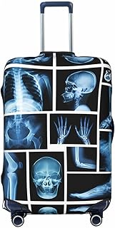 Travel Luggage Cover Suitcase Elastic Washable Stretch X-Ray Of Human Skeleton Suitcase Protector Bag,Anti-Scratch Dust-Proof Double-Sided Baggage Covers,X-Large
