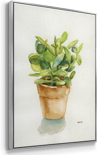 Miniatura 2 de Renditions Gallery Arte de pared de naturaleza con marco flotante plateado, decoración del hogar, maceta verde para suculentas, pinturas colgantes