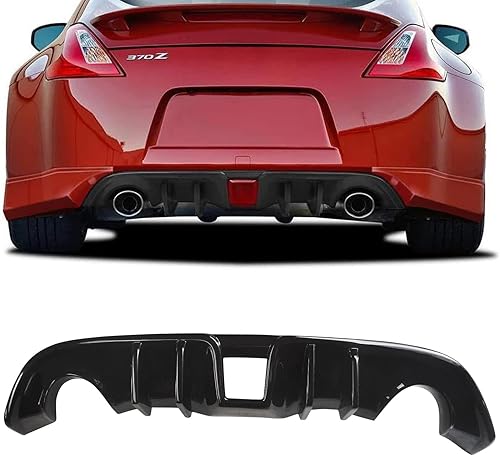 NINTE Difusor trasero para Nissan 370Z Z34 JDM L Shark Fin Style negro brillante parachoques trasero cenefa
