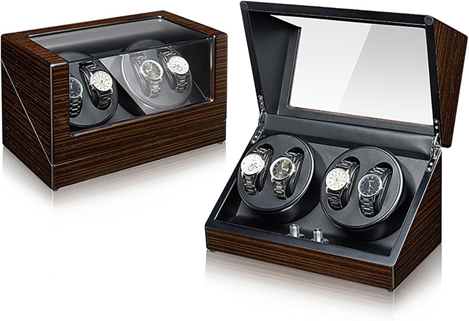 CGCSYZ Automatic Watch Winder for 4 Watches, Electric Rotating Shaker Box, Quiet Motor, Self-Winding Mechanical Storage Display Case