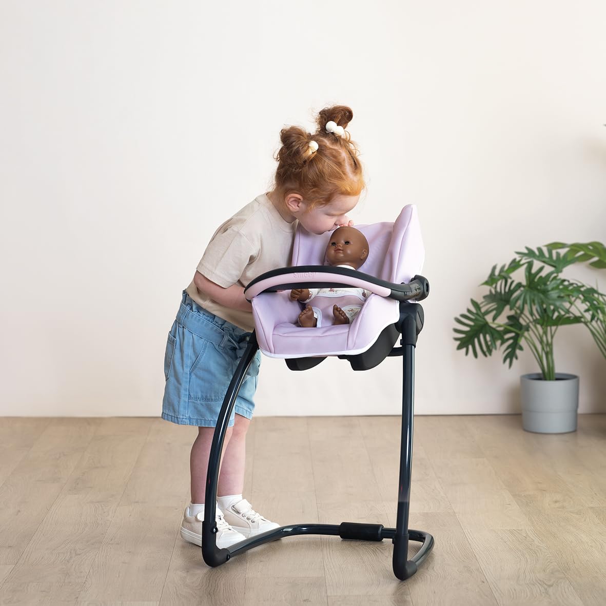 Smoby - Maxi-Cosi - Siège et Chaise Haute Rose - pour Poupons Jusqu'à 42 cms - Jouet d'Imitation - Tablette, Balancelle, Siège Auto - A Partir de 3 Ans - Fabrication Espagnole