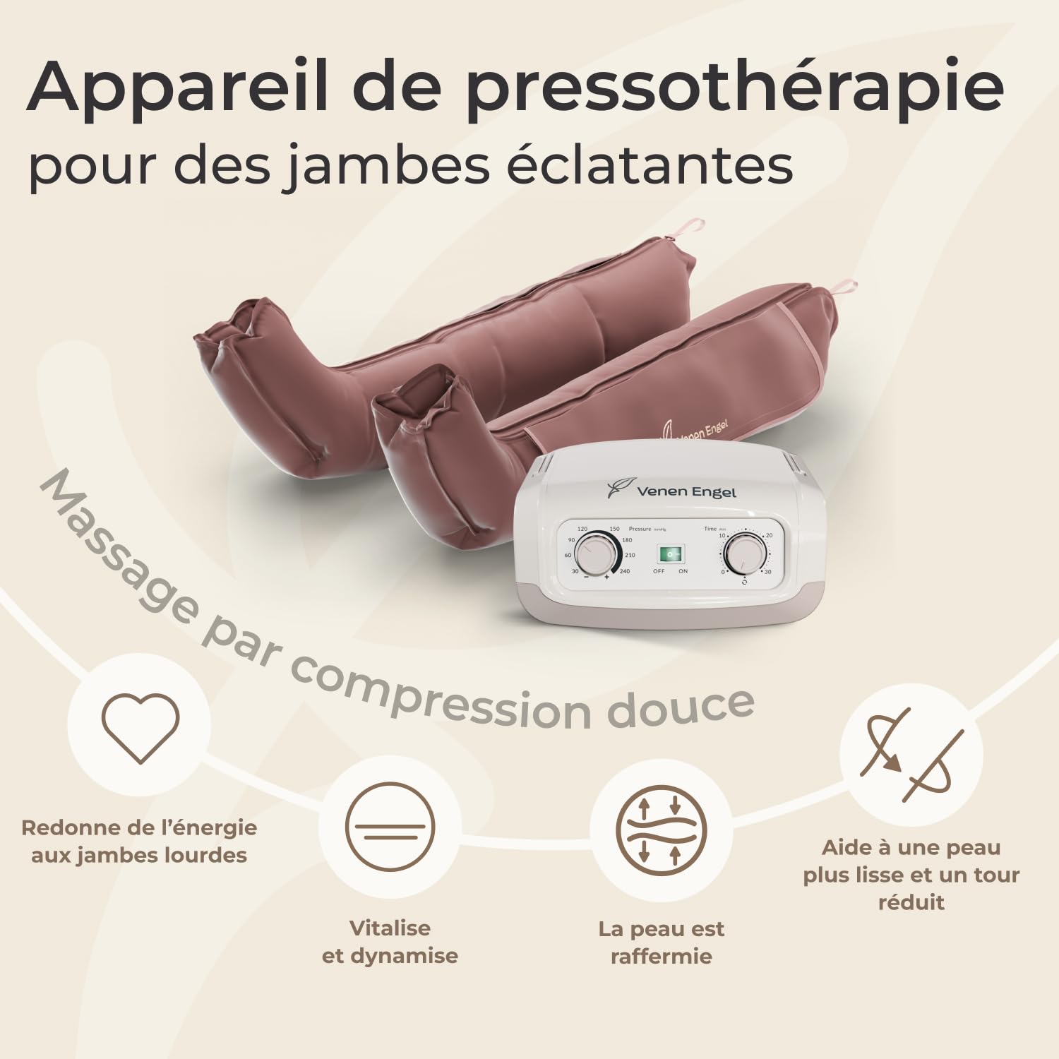 Venen Engel Mini – Appareil de massage par compression pour jambes | 4 chambres à air | Massage des pieds aux cuisses pour jambes légères