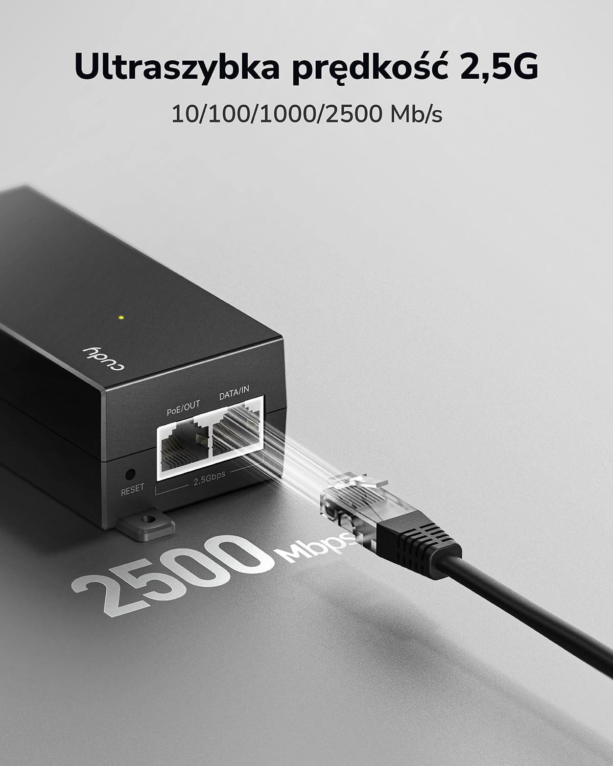 Cudy Extender PoE+ Gigabit 2-Portowy, Repeater 1000Mbps Kamera IP POE200H | Zgodny IEEE 802.3at/af, 30W Max Moc, Plus 100m Zasięg, Aktywny Splitter dla Sieci WLAN AP VoIP, Plug & Play Montaż Ścienny