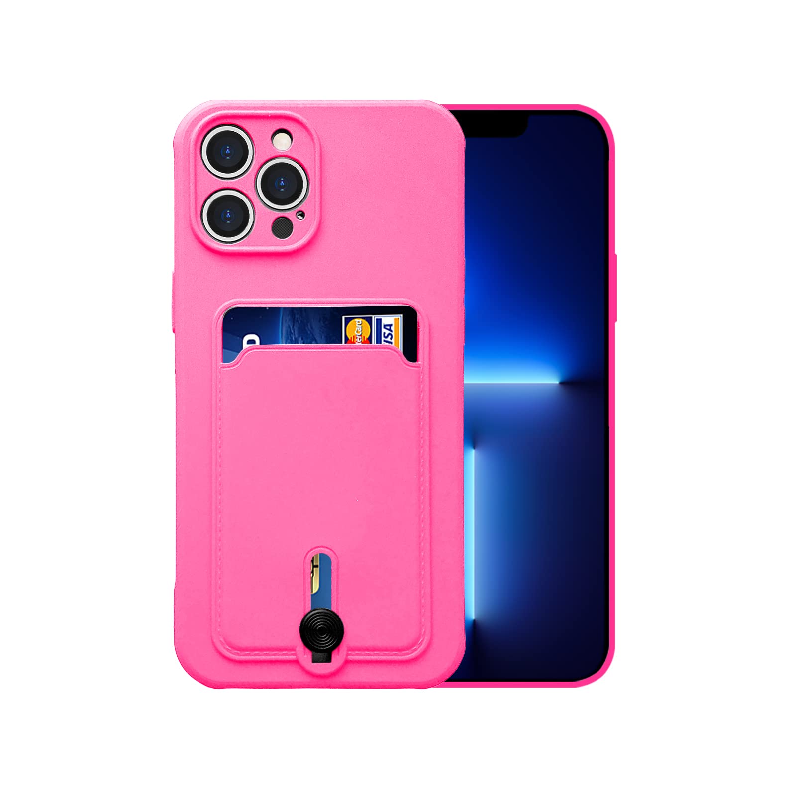 ESONG Cover Per IPhone 13 Pro Max Con Portacarte E Cavalletto - Antiurto TPU+PC Rosa - 2