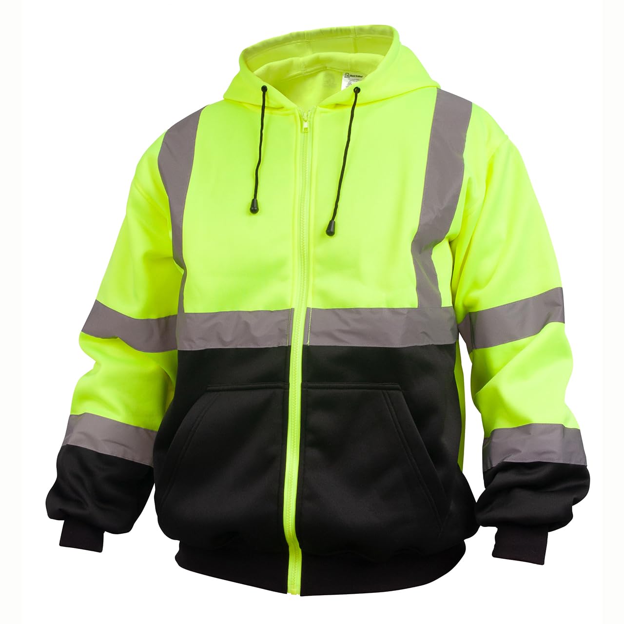 Black Stallion JS3050-LVMED Hi-Vis Class 3 Poly Fleece Full-Zip Hooded Sweatshirt, Medium