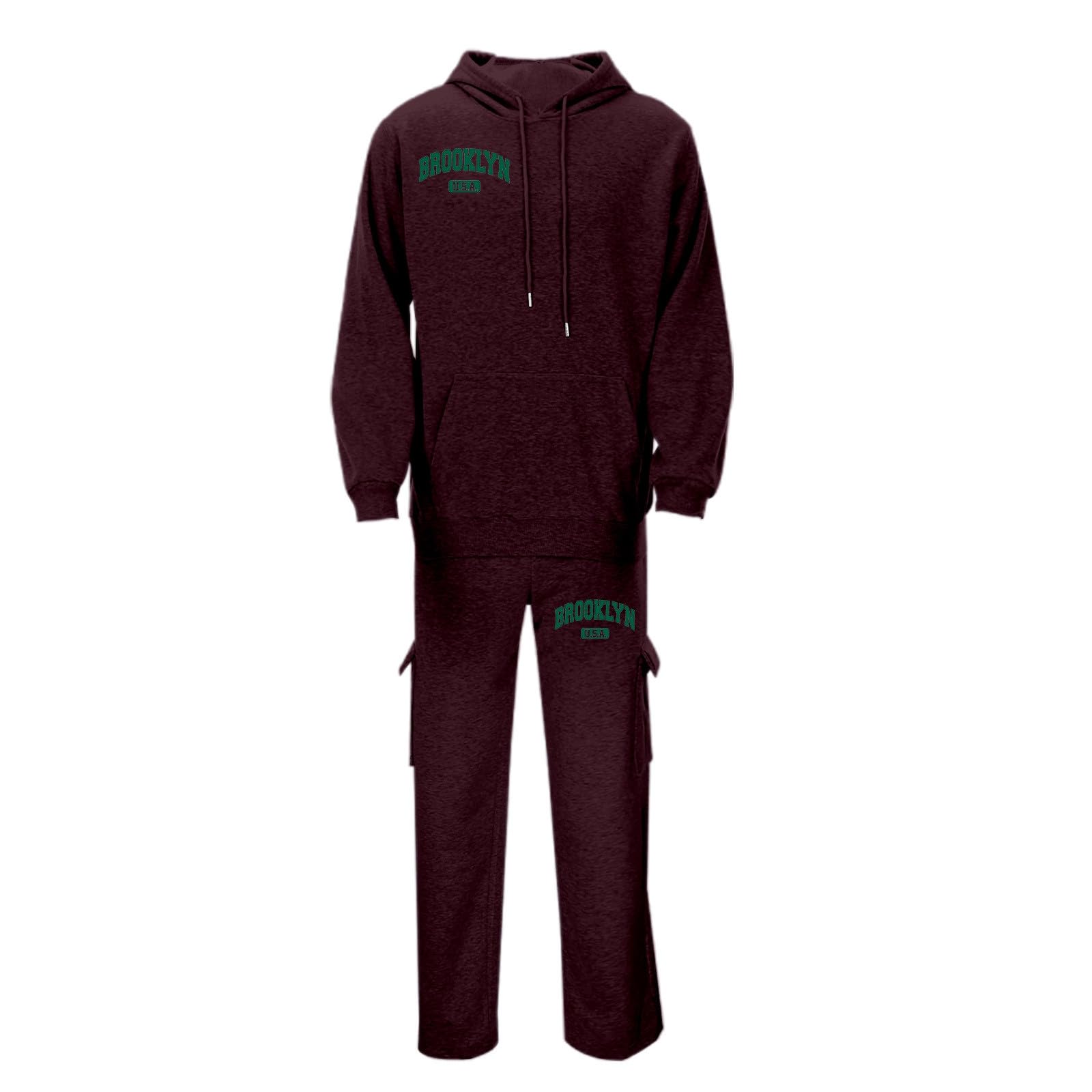 Generisch Męski dres do joggingu, bluza z kapturem, spodnie do biegania, jednokolorowy, dres treningowy, strój rekreacyjny, przewiewna bawełna, ciepła bawełna Y2K, kieszenie, kaptur, zestaw dresowy