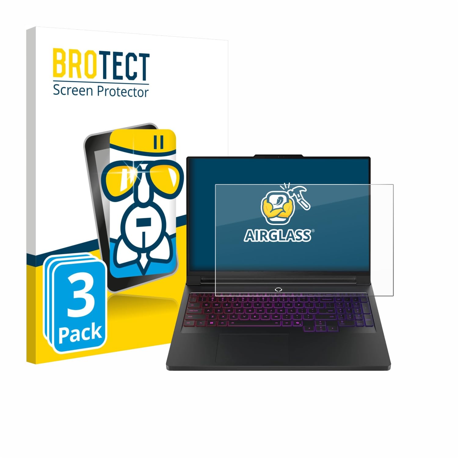 BROTECT 3 Stück Schutzglas für Lenovo Legion Pro 7 Gen 10 16" Schutzfolie Panzer Folie Glas[Extrem Kratzfest, Anti-Fingerprint, Ultra-]